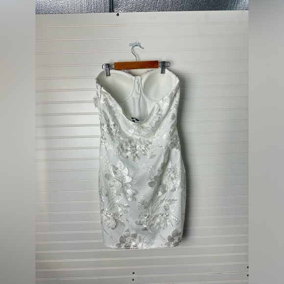 Lulus Blossoming Drama Ivory 3D Floral Strapless Bustier Mini Dress - Picture 6 of 8